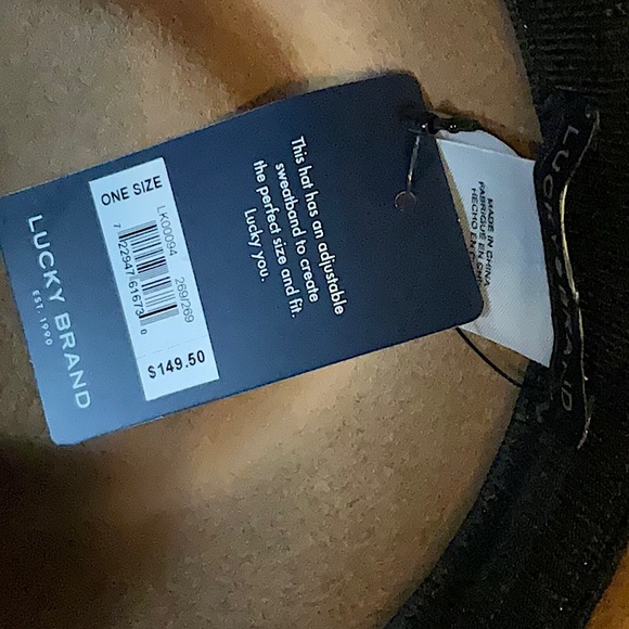 Lucky Brand 100% Wool Western Brown Leather Ranger Hat, Medium Beige - Picture 10 of 10